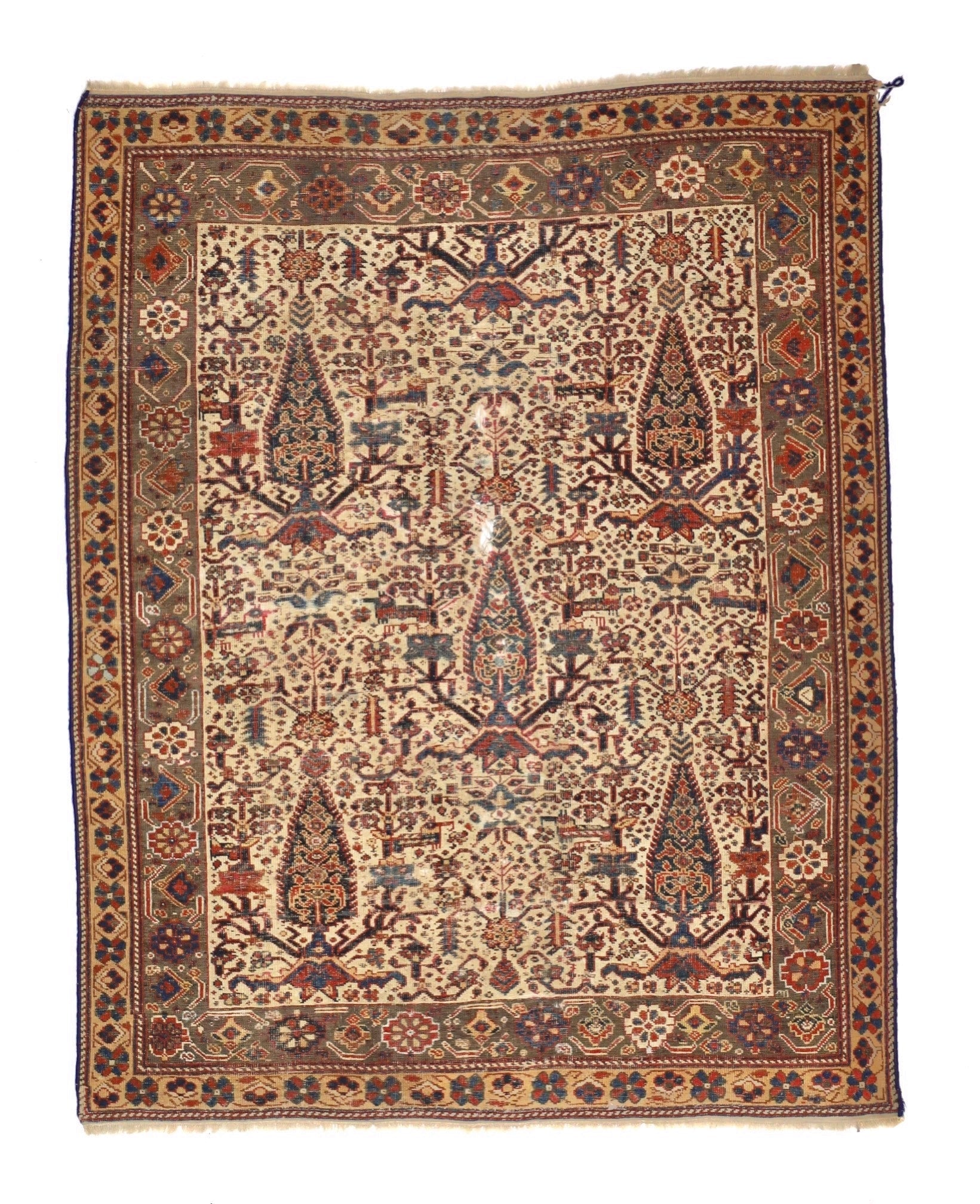 Fine Antique  Malayer Wool Rug 4'1" x 5' 3"