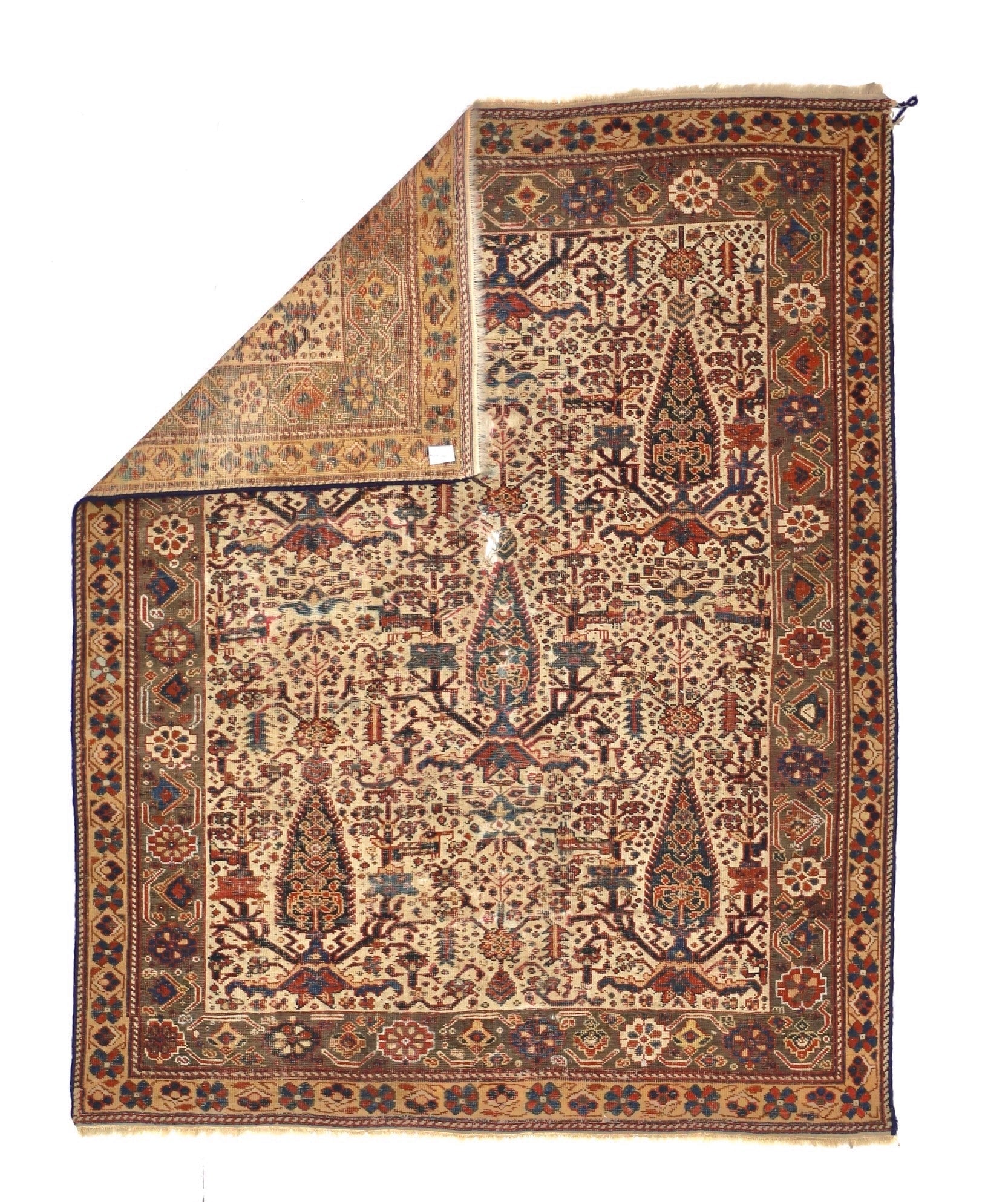 Fine Antique  Malayer Wool Rug 4'1" x 5' 3"