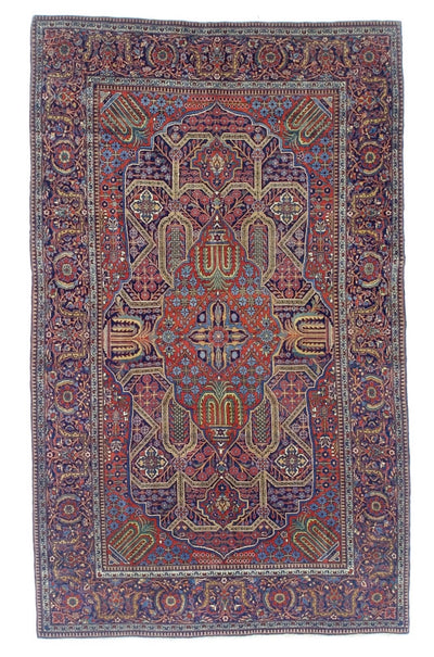 Antique  Kashan Rug 4'4