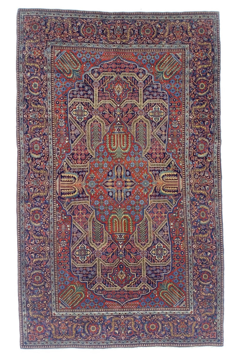 Antique  Kashan Rug 4'4