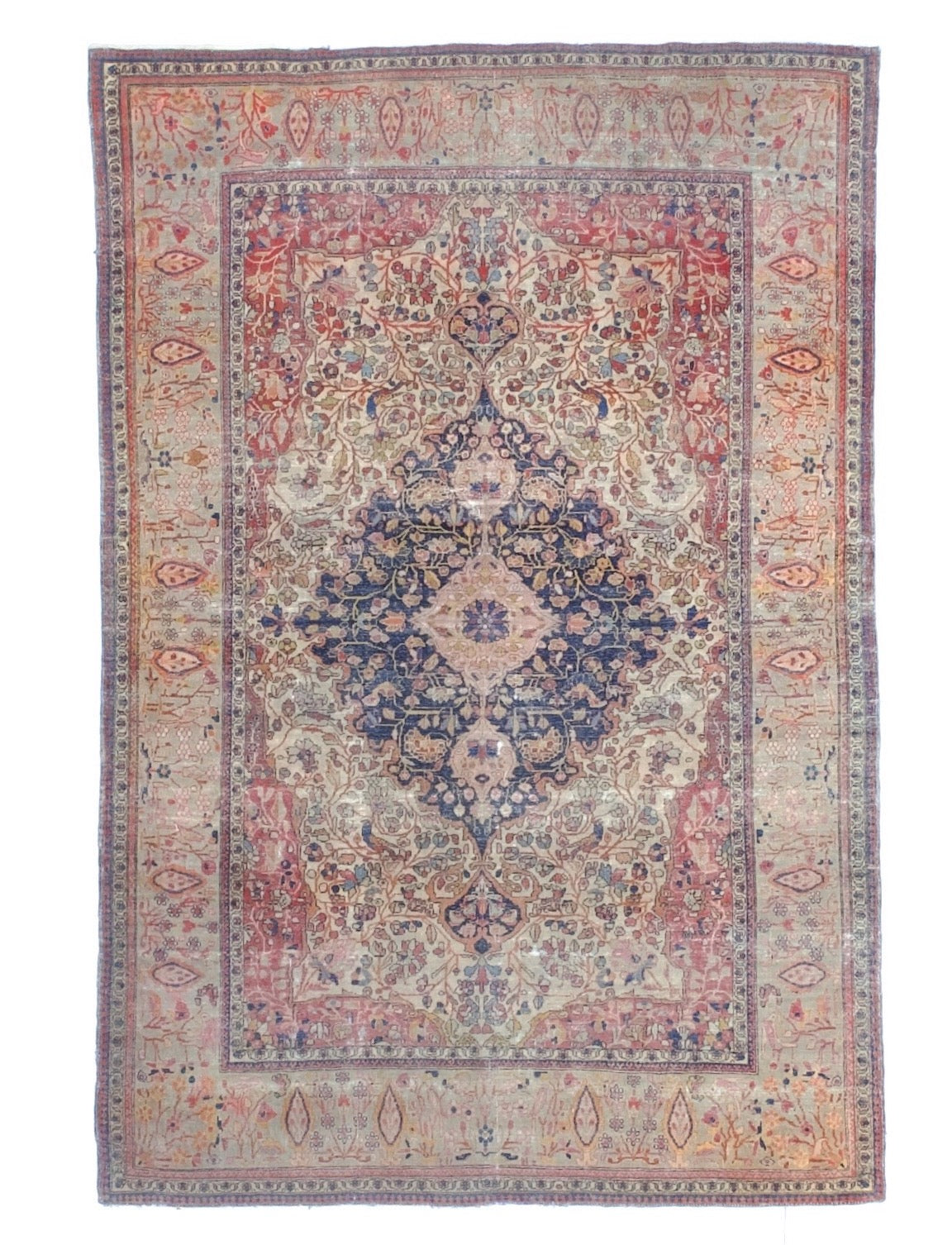 Antique Mohtasham Kashan Rug 4' 2" x 6' 3"