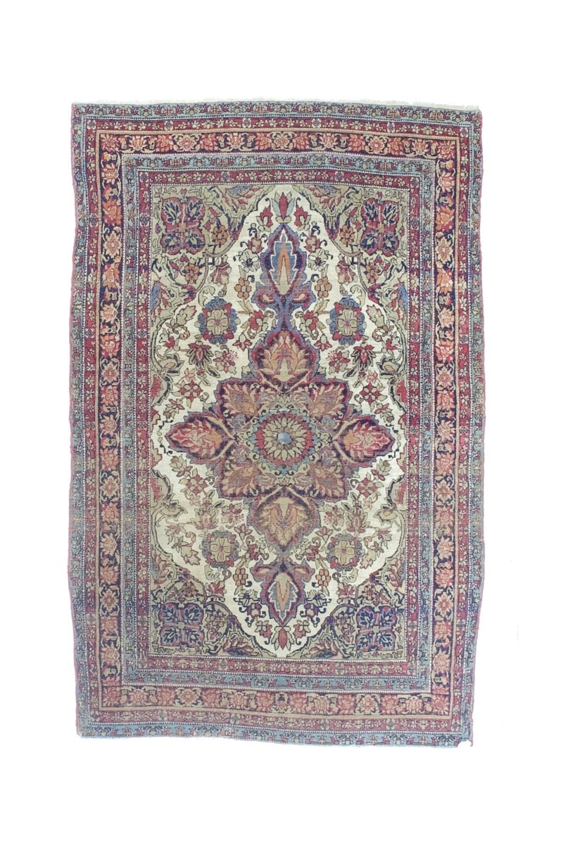Antique Persian Lavar Kerman Rug 4'4