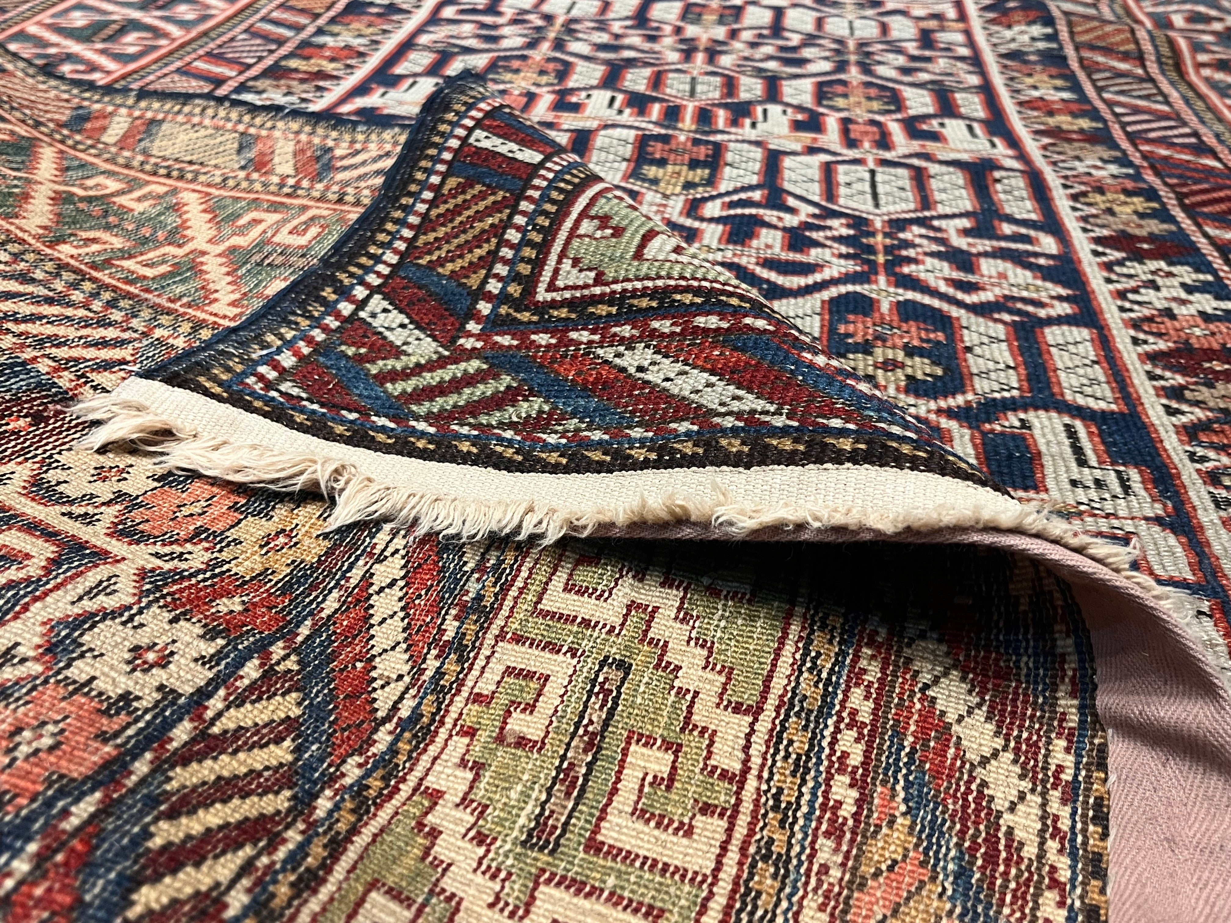 Fine Antique Caucasian Shirvan Konagand Rug 3'9" x 4' 7"