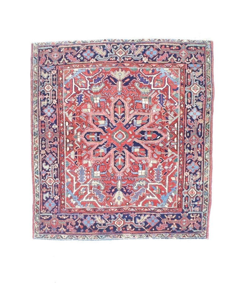 Antique  Heriz Wool Rug 3'11