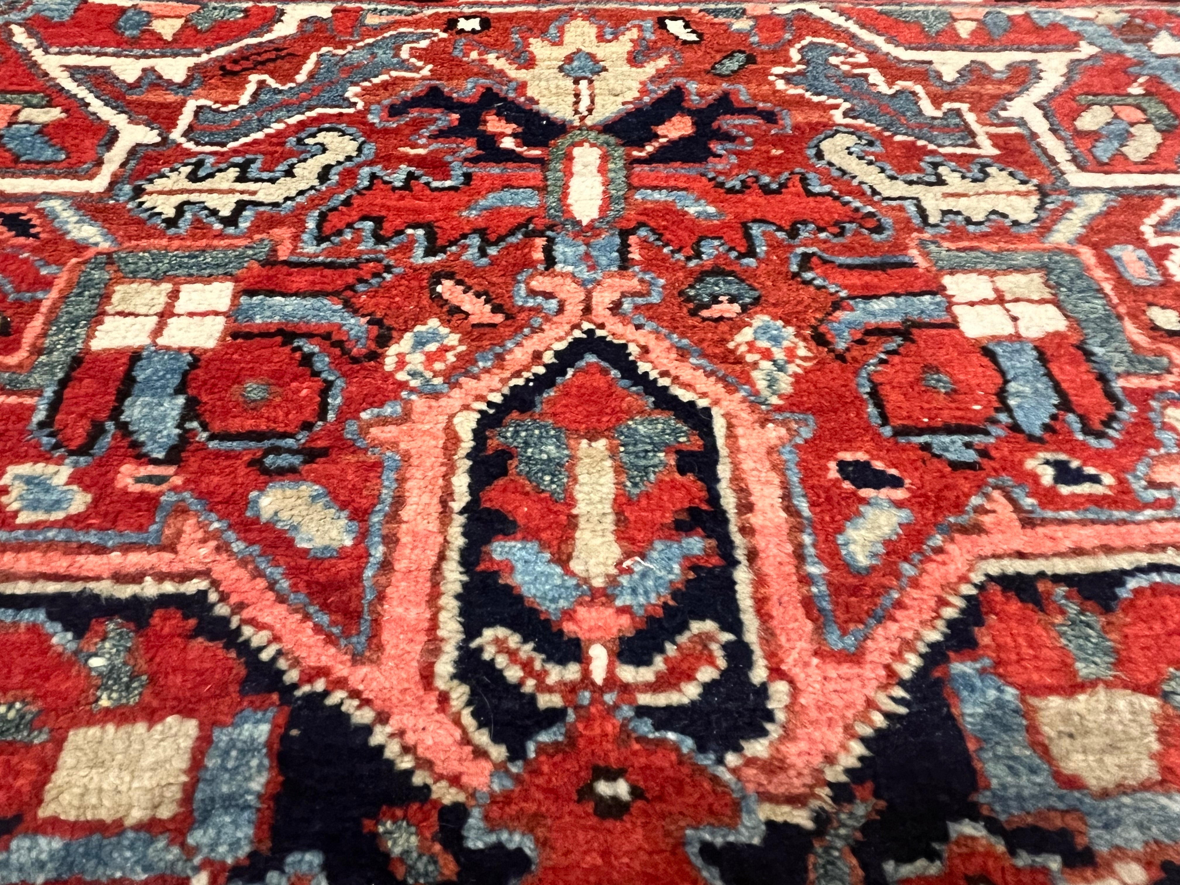 Antique  Heriz Wool Rug 3'11" x 4' 4''
