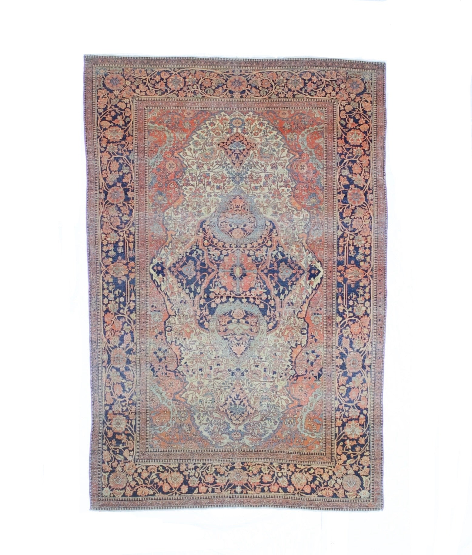 Antique  Mohtasham Kashan Rug 4'5" x 6' 8"