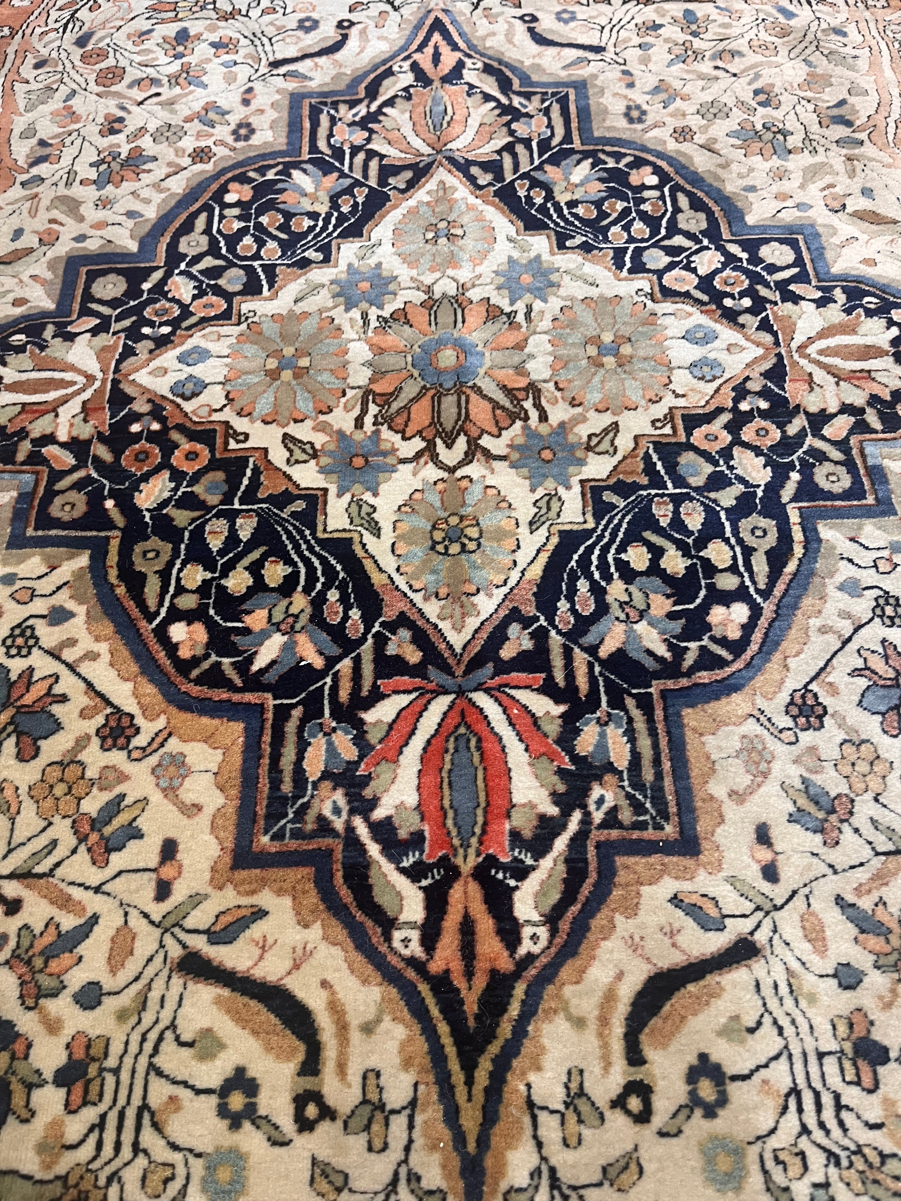 Antique Persian Mohtasham Kashan Rug 4'2" x 6' 5"