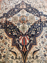 Antique Persian Mohtasham Kashan Rug 4'2" x 6' 5"