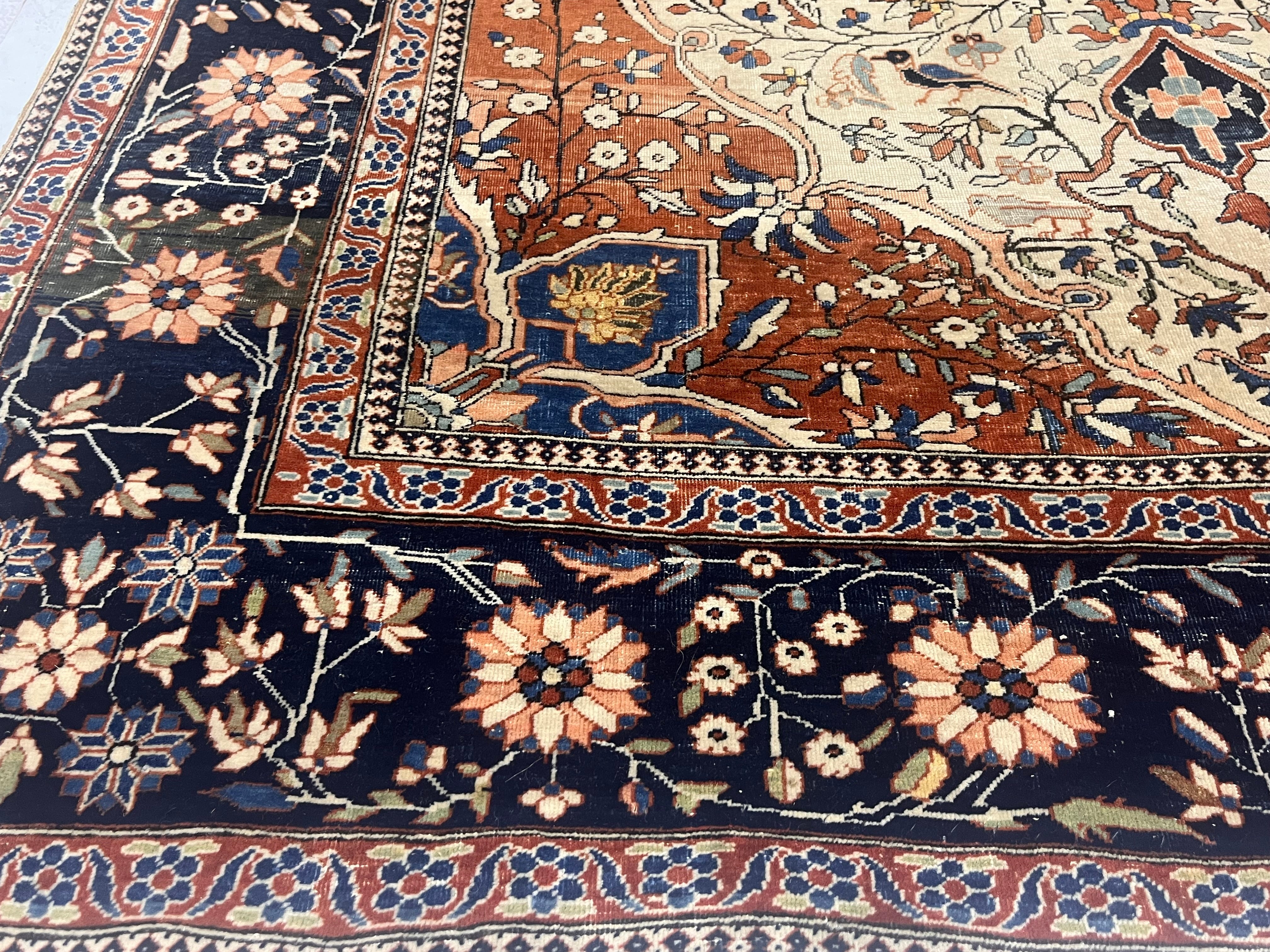 Antique Persian Mohtasham Kashan Rug 4'2" x 6' 5"