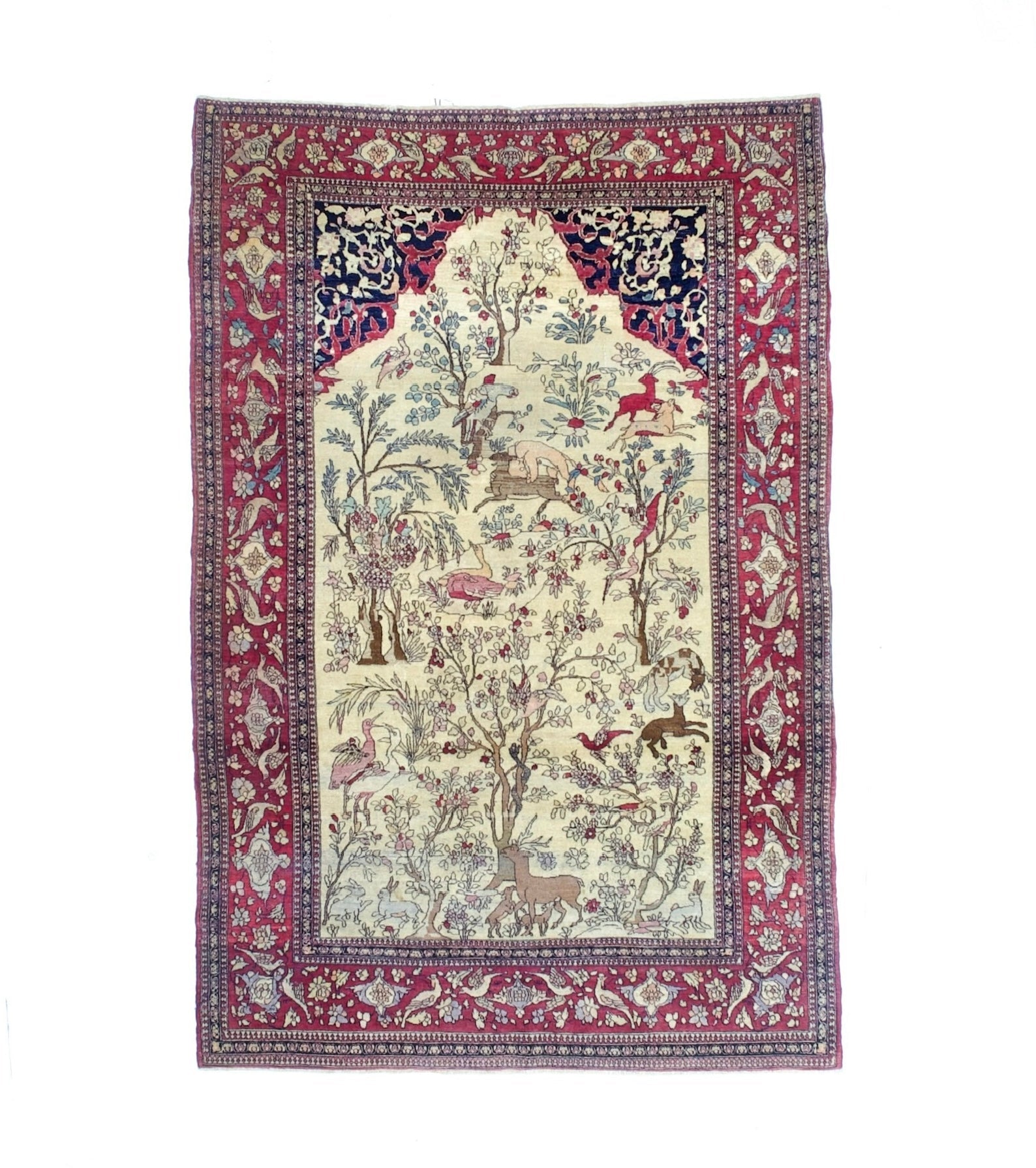 Fine Antique  Tehran Rug 4' 8" x 7' 1"