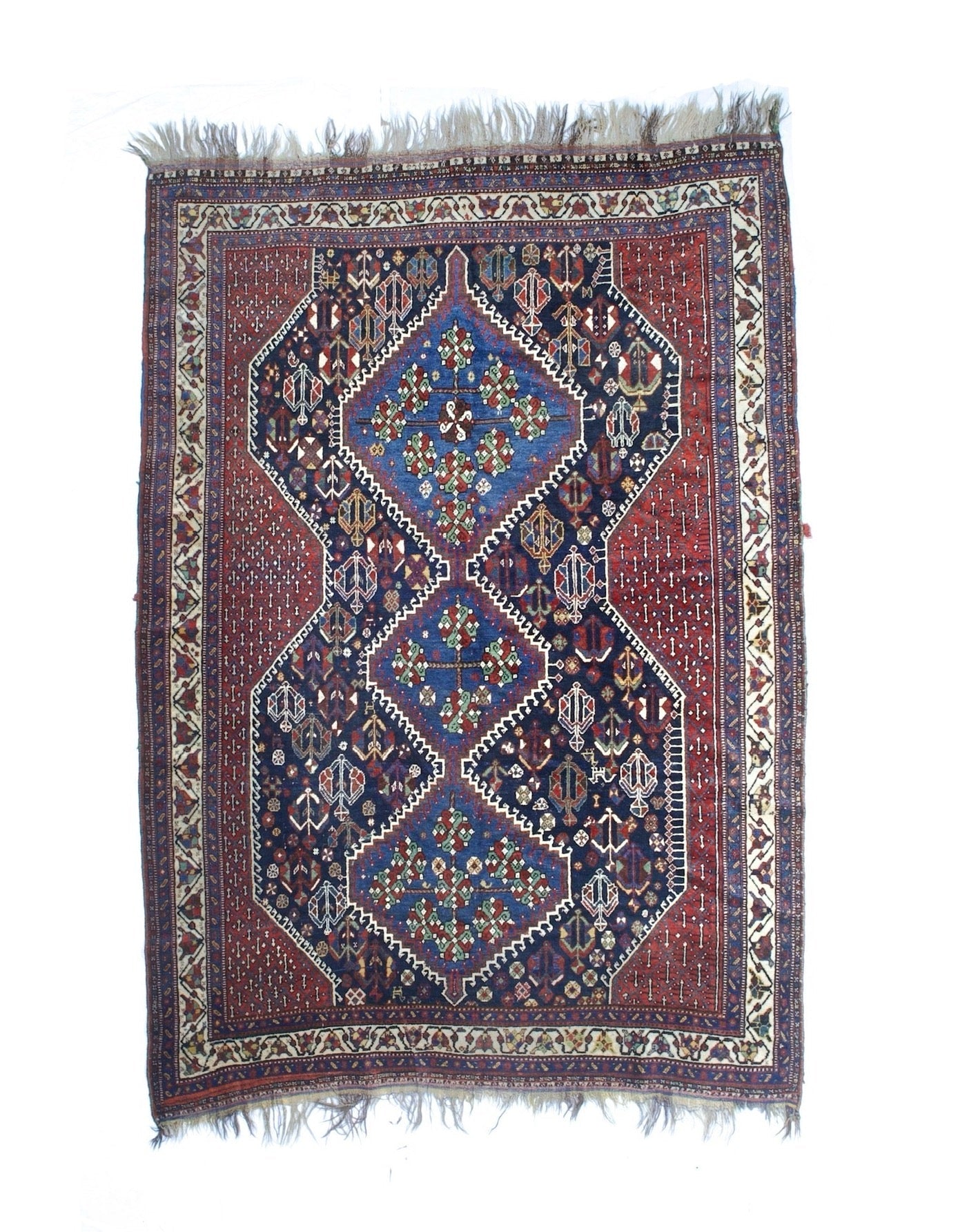 Fine Antique West Tribal Khamseh Rug 6'1" x 8' 8''