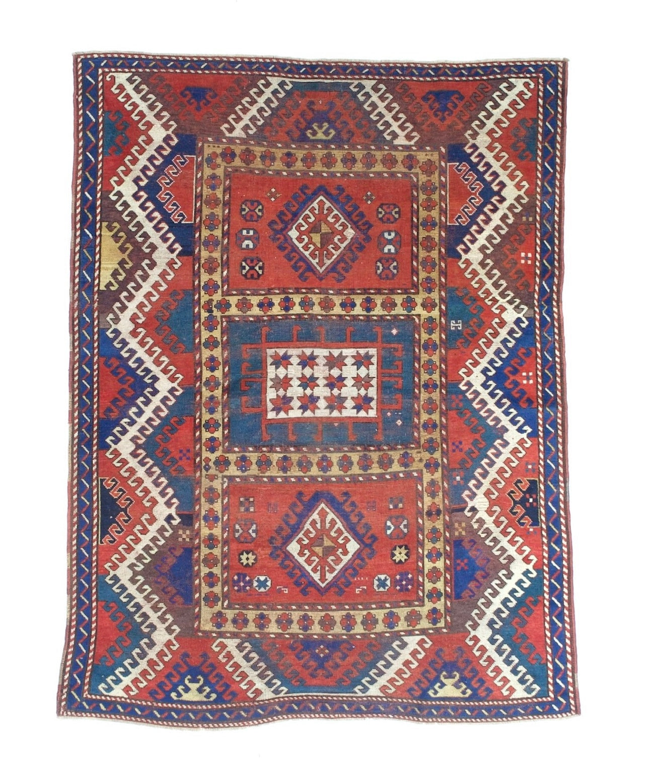 Fine Antique Caucasian Borchelou Kazak Rug 5'6" x 7' 3''