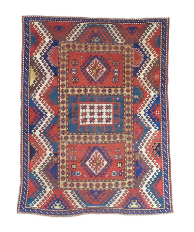 Fine Antique Caucasian Borchelou Kazak Rug 5'6