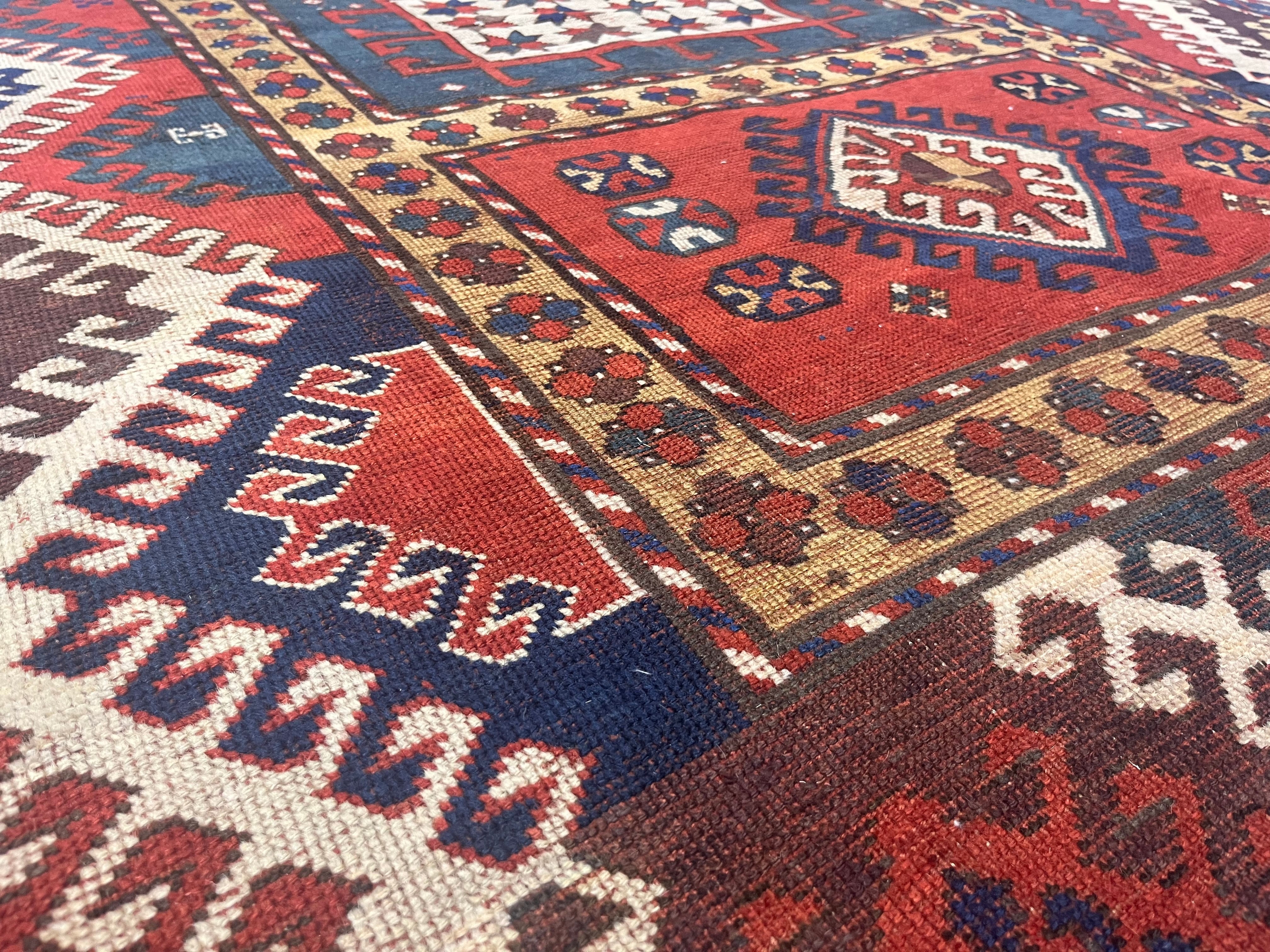 Fine Antique Caucasian Borchelou Kazak Rug 5'6" x 7' 3''