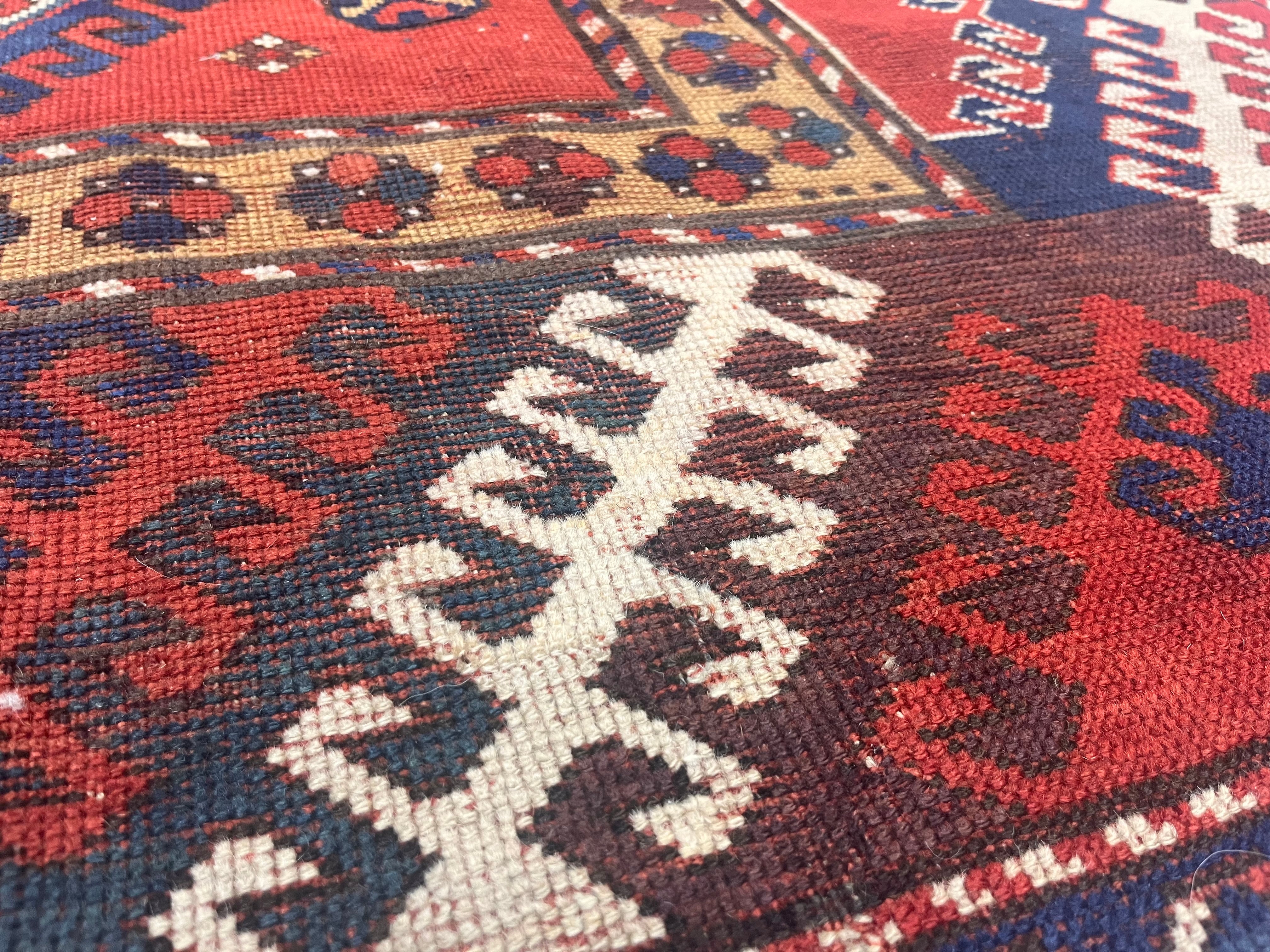 Fine Antique Caucasian Borchelou Kazak Rug 5'6" x 7' 3''