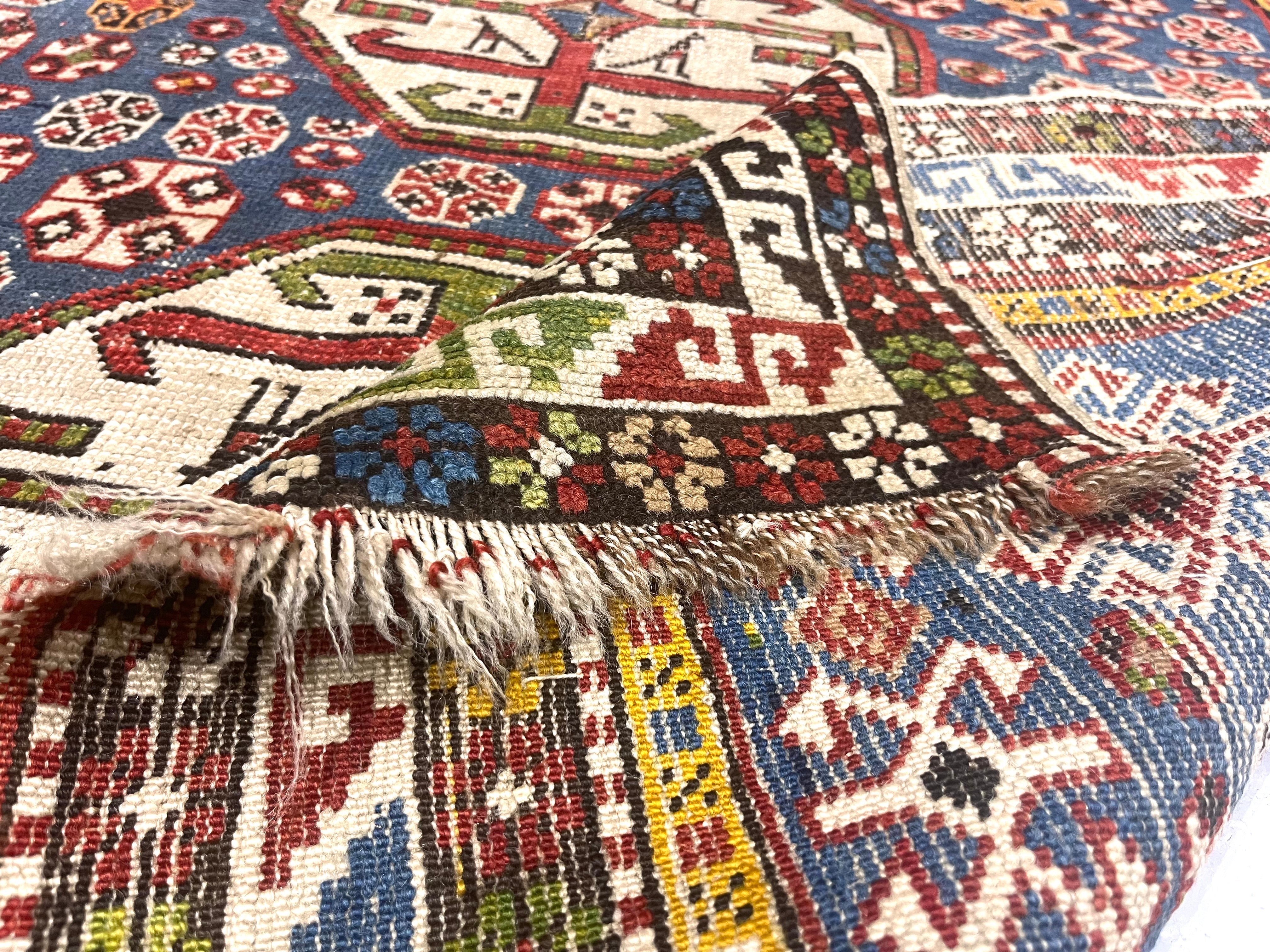 Antique Caucasian Shirvan Rug 3'9" x 4' 3"
