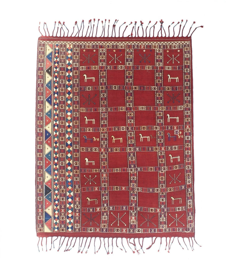 Antique Caucasian Verneh Kilim Rug 5'7