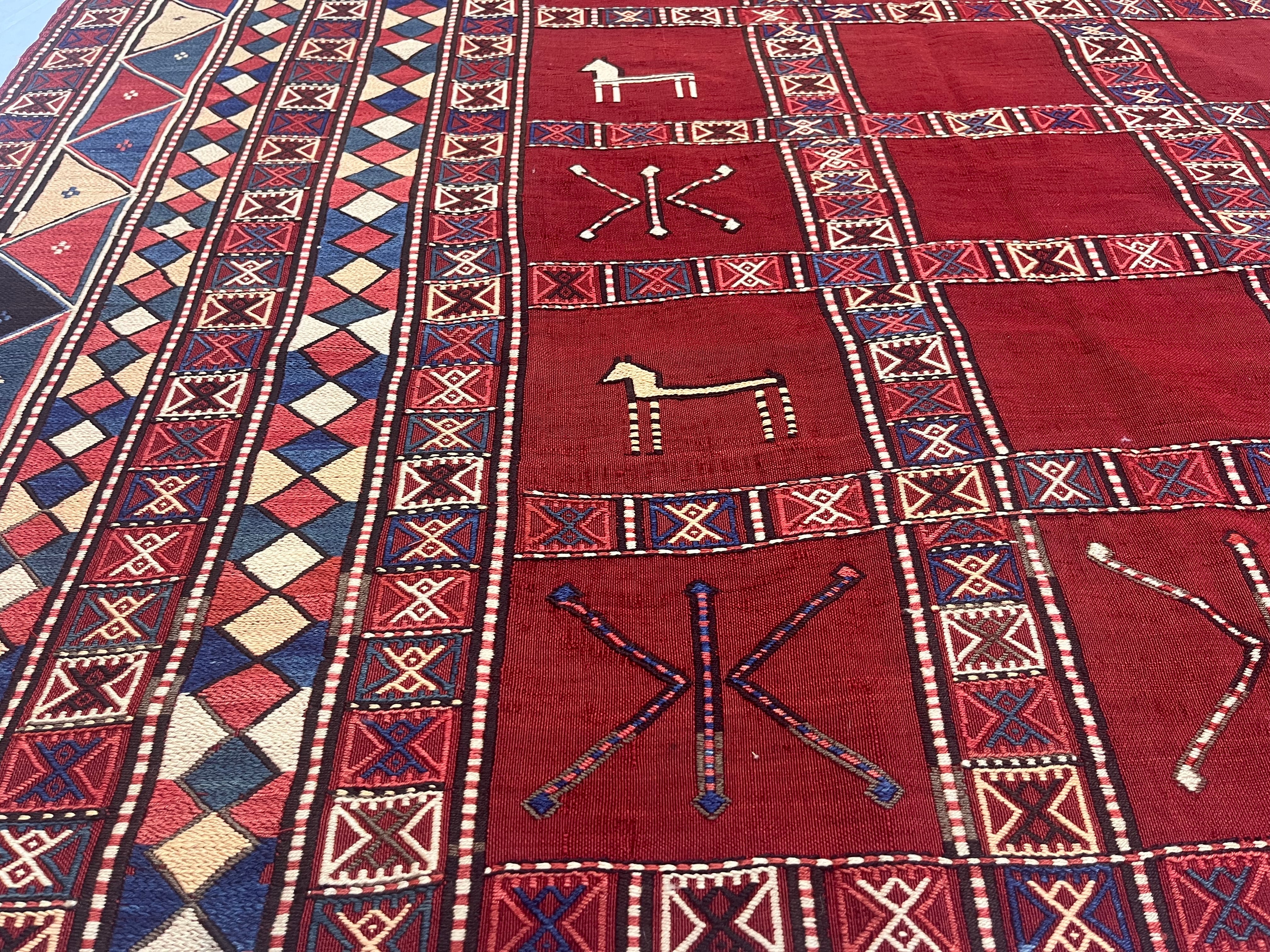 Antique Caucasian Verneh Kilim Rug 5'7" x 7' 0"