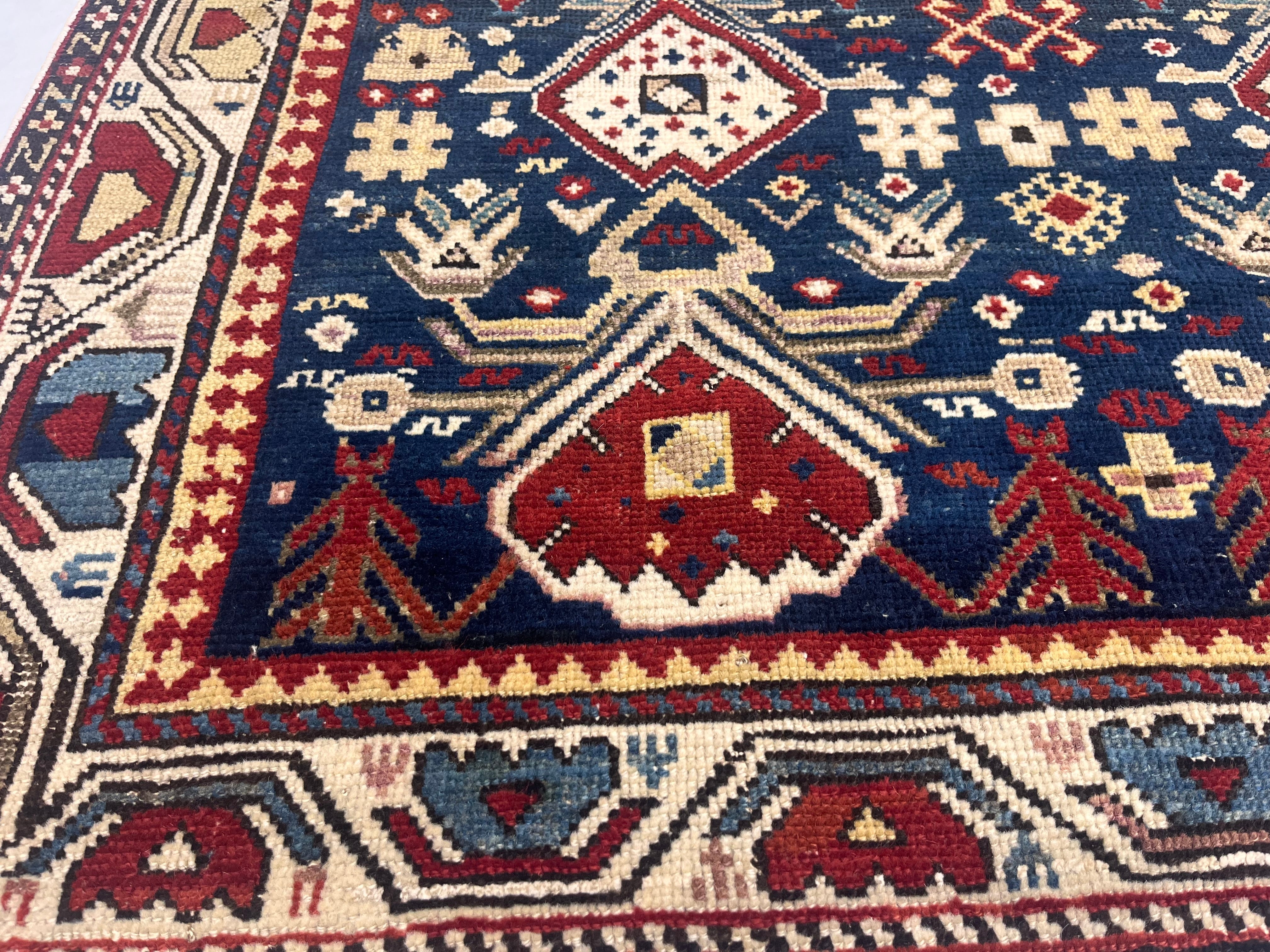 Antique Caucasian Kuba Rug 3'9" x 4' 10"