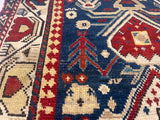 Antique Caucasian Kuba Rug 3'9" x 4' 10"