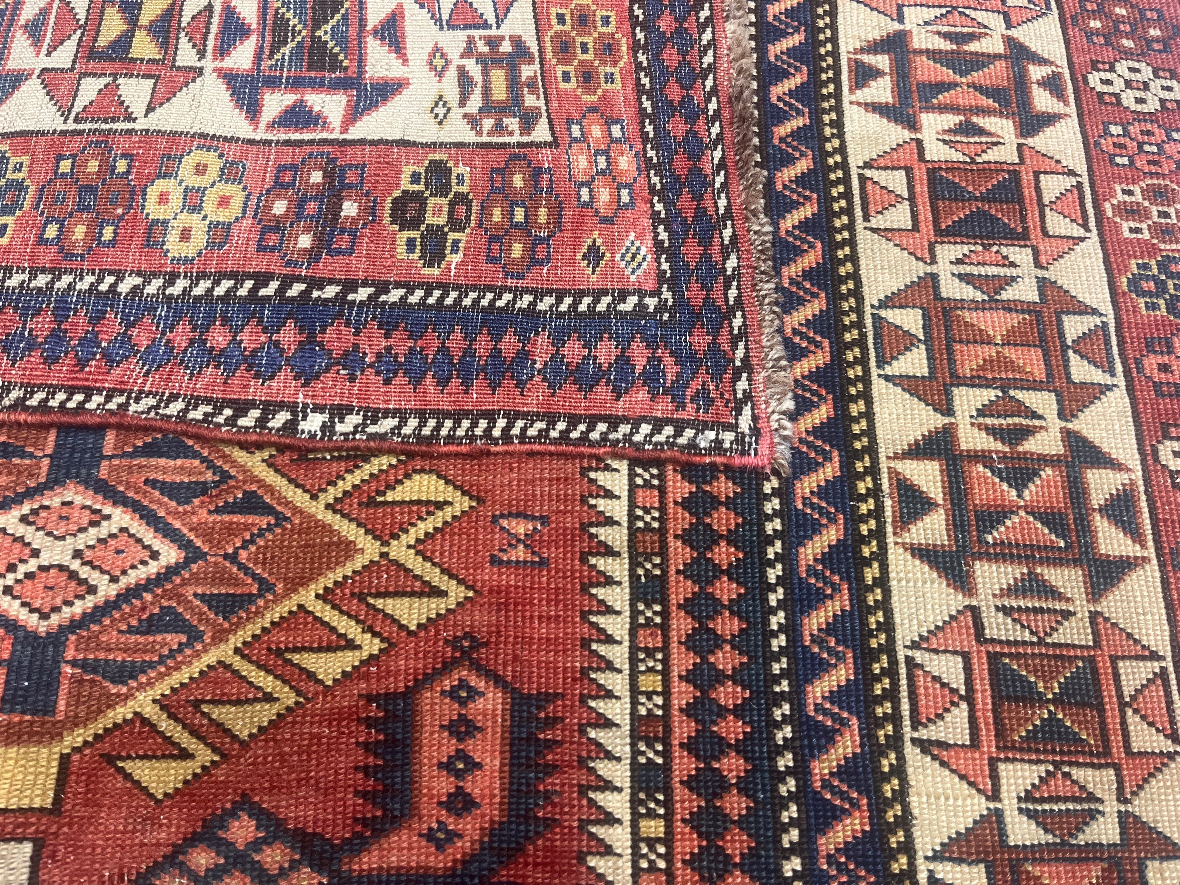 Antique Caucasian Kuba Rug 3'8" x 4' 11"