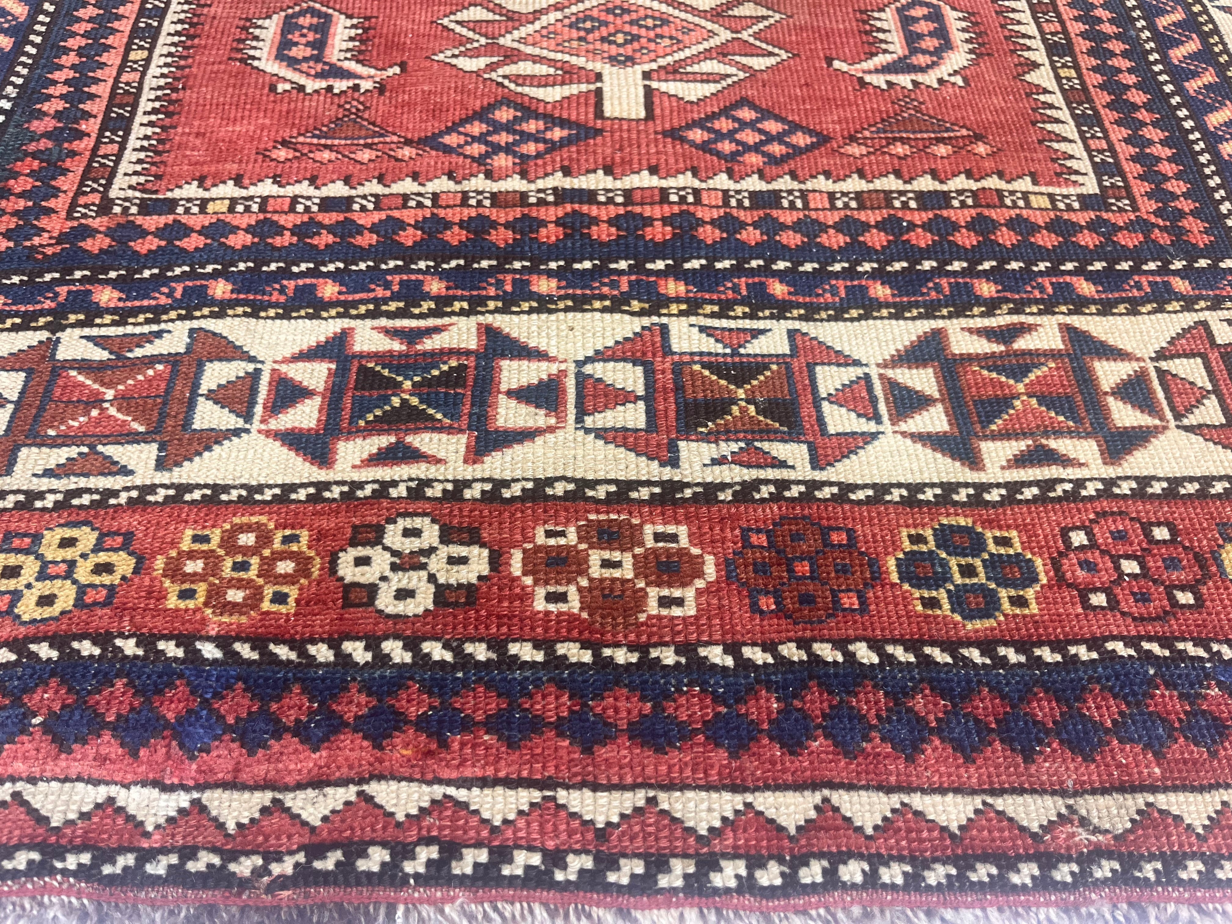 Antique Caucasian Kuba Rug 3'8" x 4' 11"