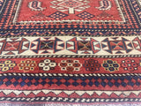 Antique Caucasian Kuba Rug 3'8" x 4' 11"