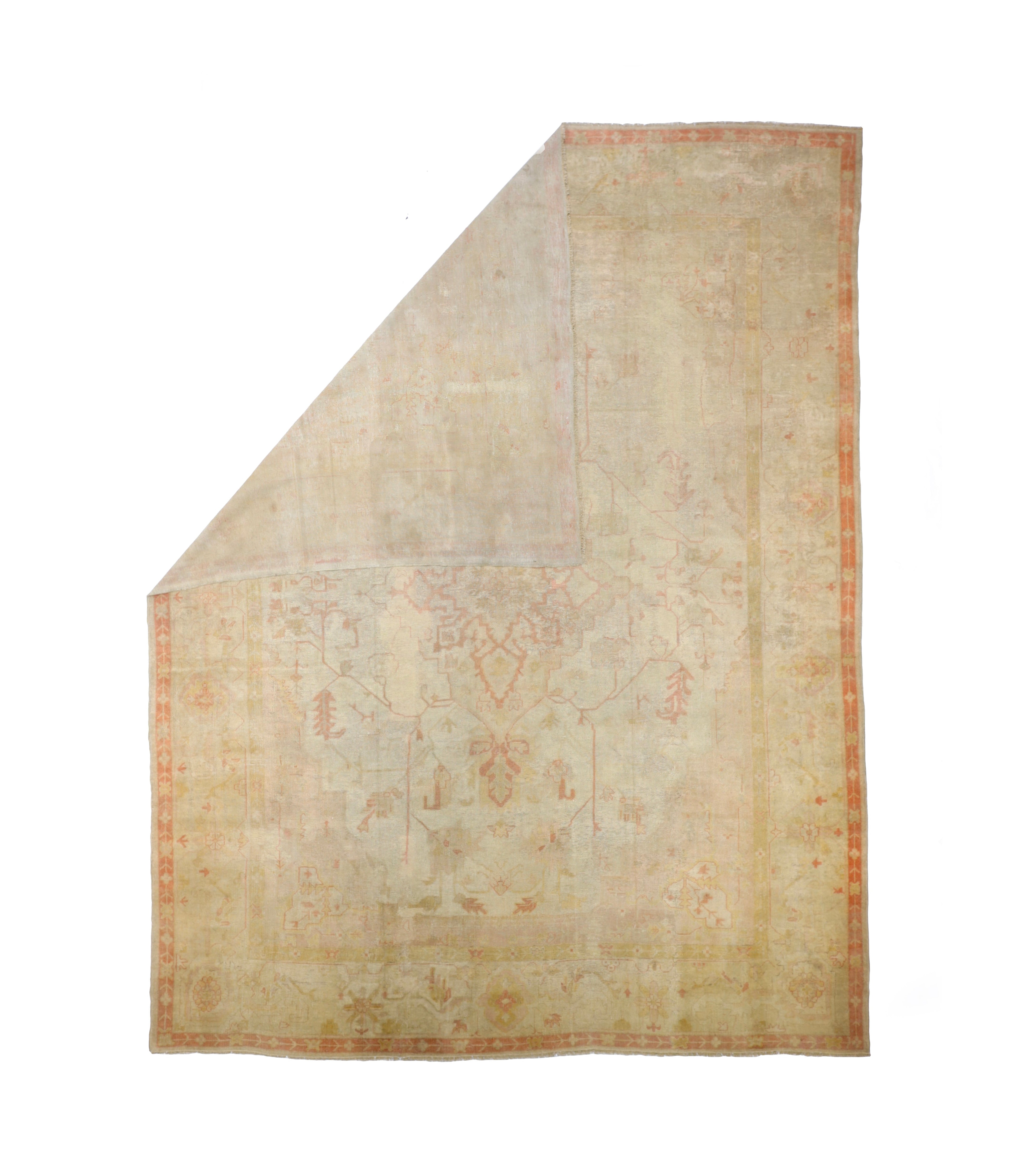 Fine Antique Oushak Rug 13'0" x 16' 10''