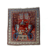 Fine Antique Caucasian Shirvan unusual pictorial design Rug 4'11" x 5' 7"