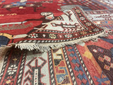 Fine Antique Caucasian Shirvan unusual pictorial design Rug 4'11" x 5' 7"