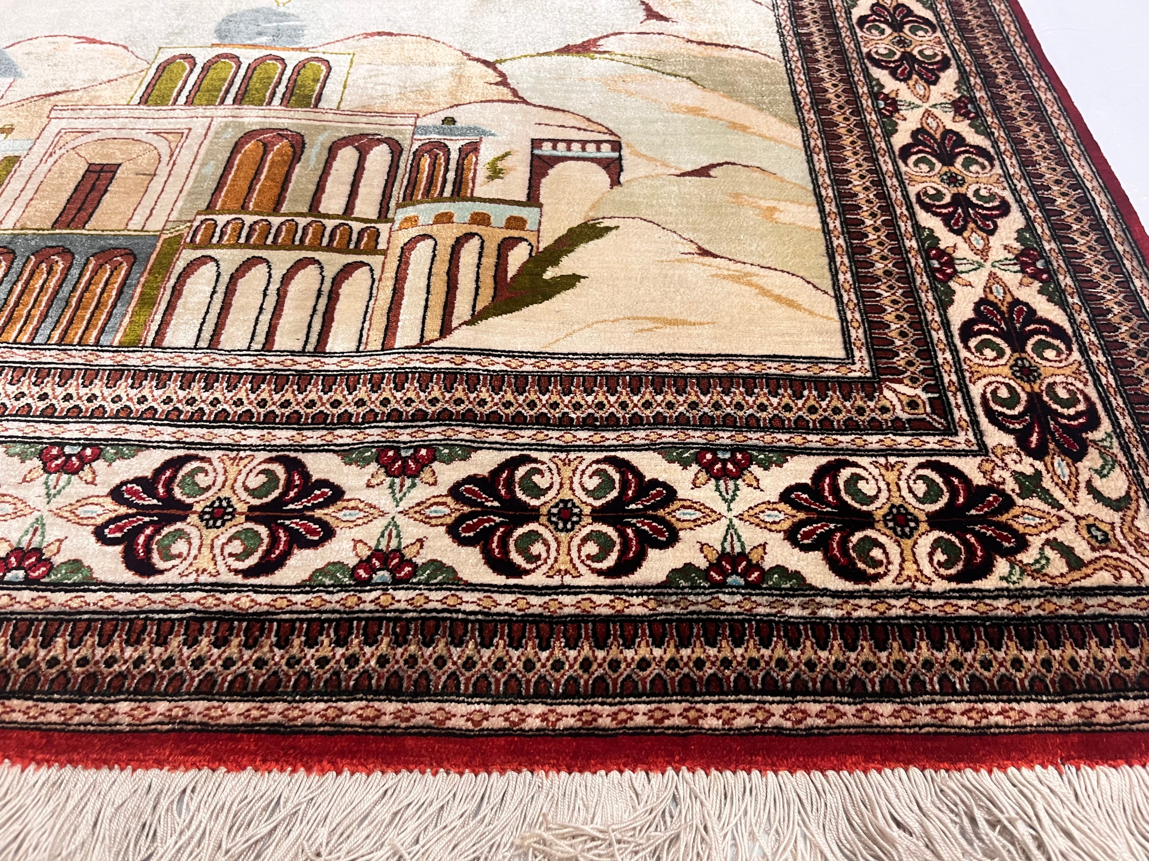 Extremely Fine  Silk Qum Pictorial with Jesus Christ 3' 3" x 4' 11"