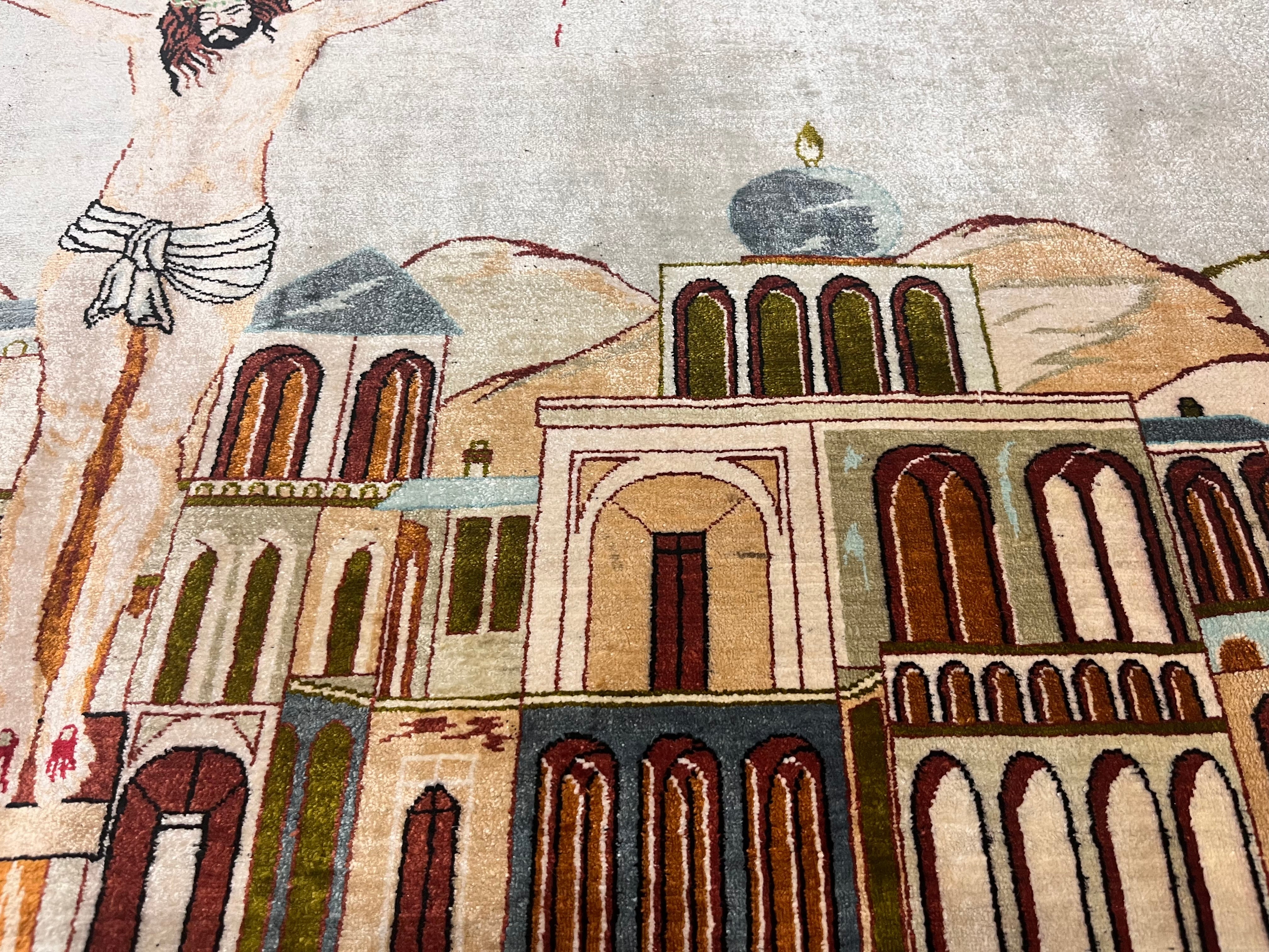 Extremely Fine  Silk Qum Pictorial with Jesus Christ 3' 3" x 4' 11"