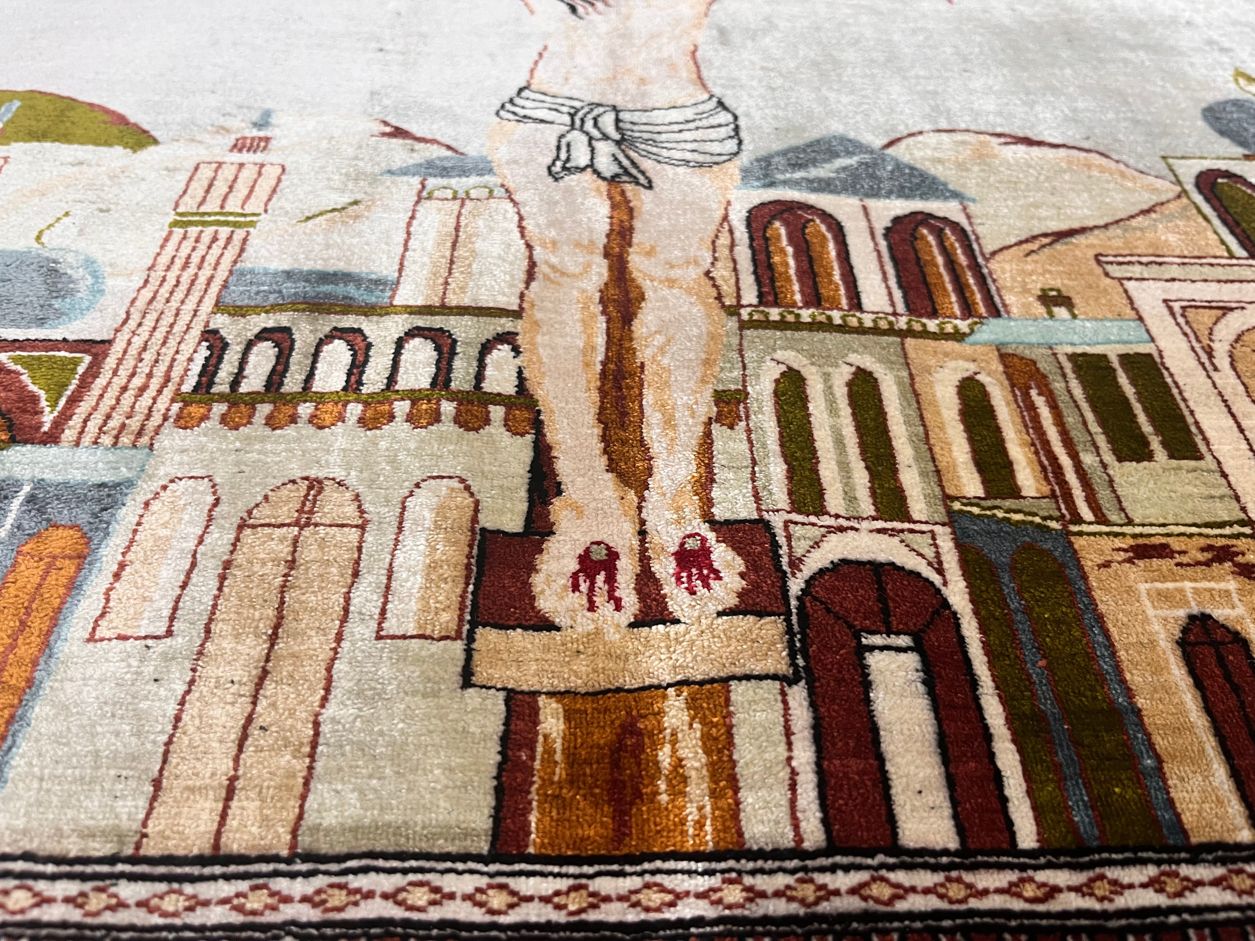 Extremely Fine  Silk Qum Pictorial with Jesus Christ 3' 3" x 4' 11"