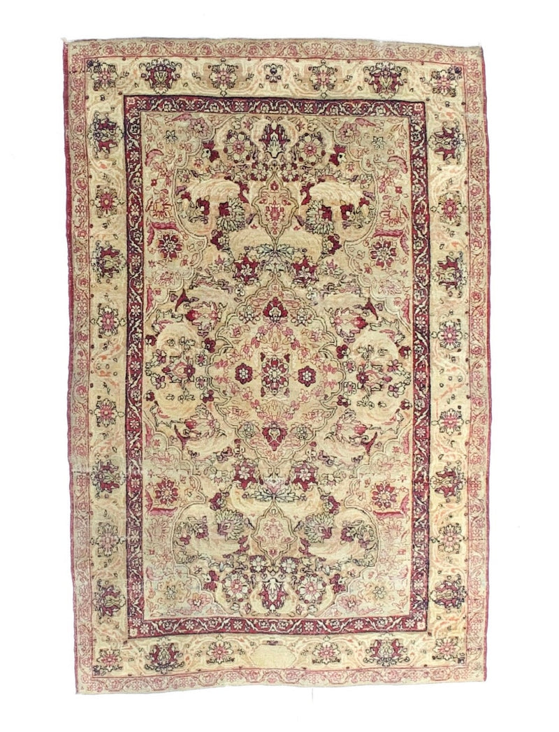 Antique Persian Lavar Kerman Rug 4' 2'' x 6' 6