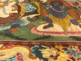 Antique Silk Thanka Artwork Hand Made in Nepal Rug 3' 3" x 4' 4"
