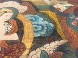 Antique Silk Thanka Artwork Hand Made in Nepal Rug 3' 3" x 4' 4"