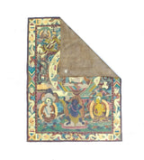 Antique Silk Thanka Artwork Hand Made in Nepal Rug 3' 3" x 4' 4"