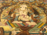 Antique Silk Thanka Artwork Hand Made in Nepal Rug 3' 3" x 4' 4"