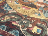 Antique Silk Thanka Artwork Hand Made in Nepal Rug 3' 3" x 4' 4"