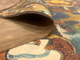 Antique Silk Thanka Artwork Hand Made in Nepal Rug 3' 3" x 4' 4"