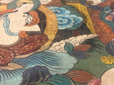 Antique Silk Thanka Artwork Hand Made in Nepal Rug 3' 3" x 4' 4"