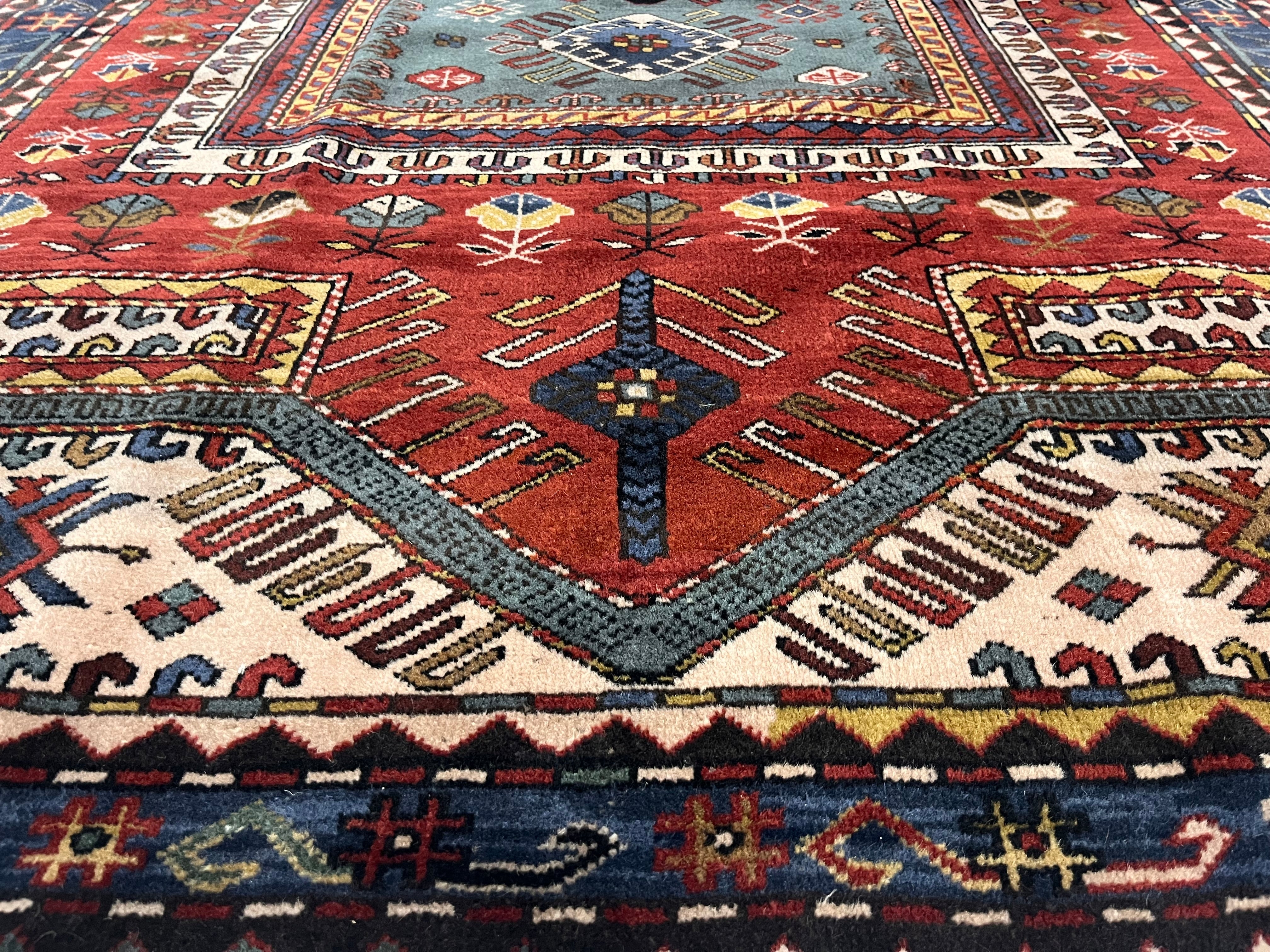 Fine Antique Caucasian Kazak Wool Rug 5'1" x 7' 11"