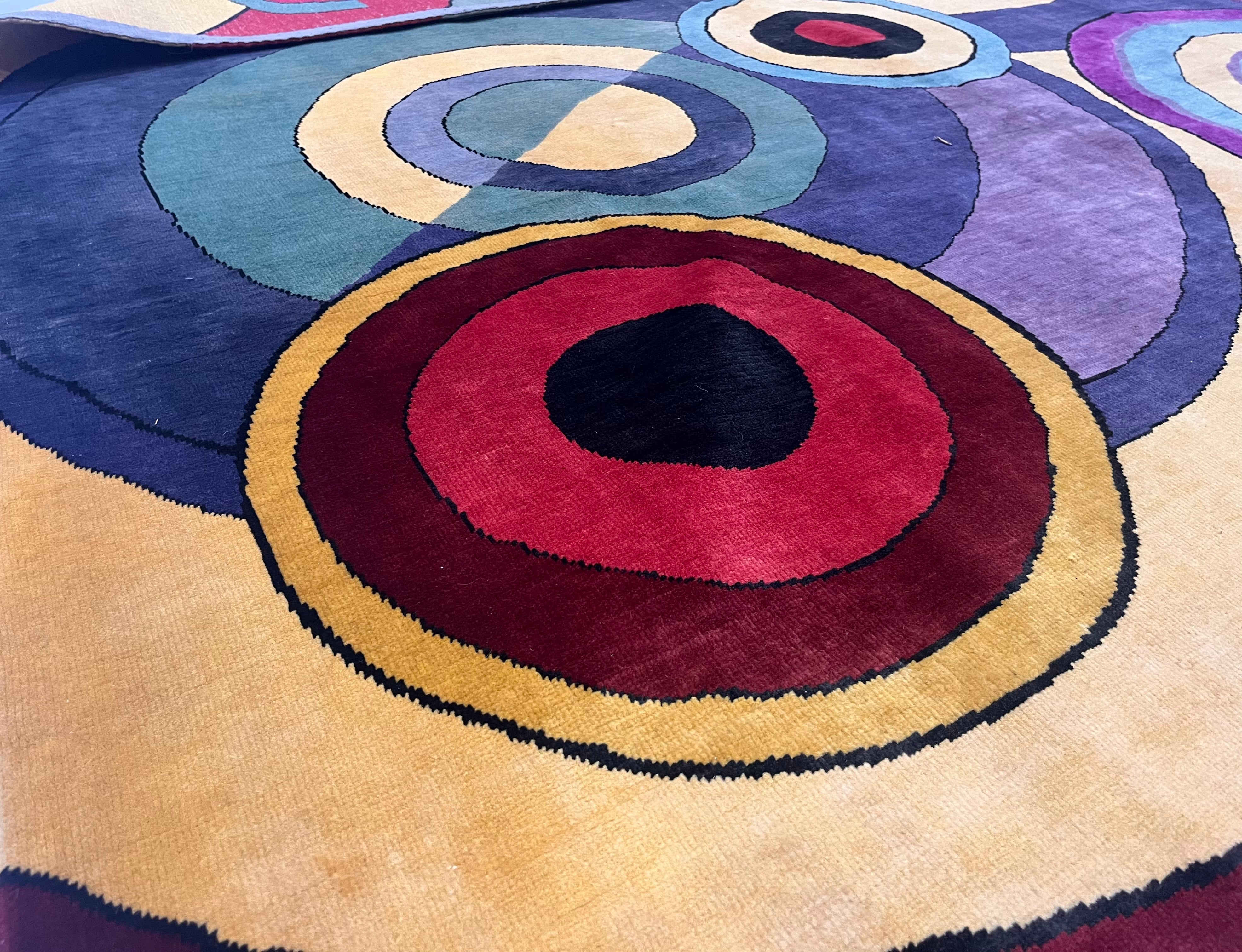 Fine Mid Century Sonia Delaunay Design Rug 6' 8" x 8' 2''