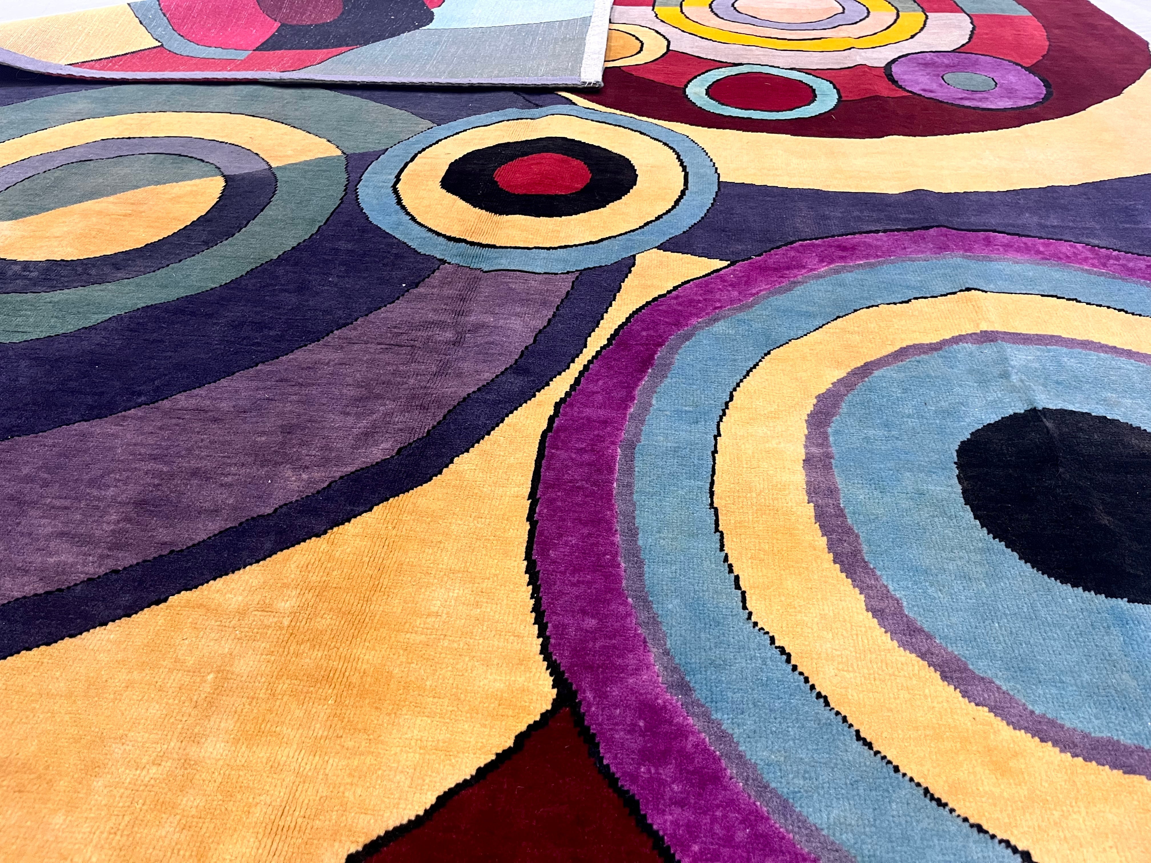 Fine Mid Century Sonia Delaunay Design Rug 6' 8" x 8' 2''