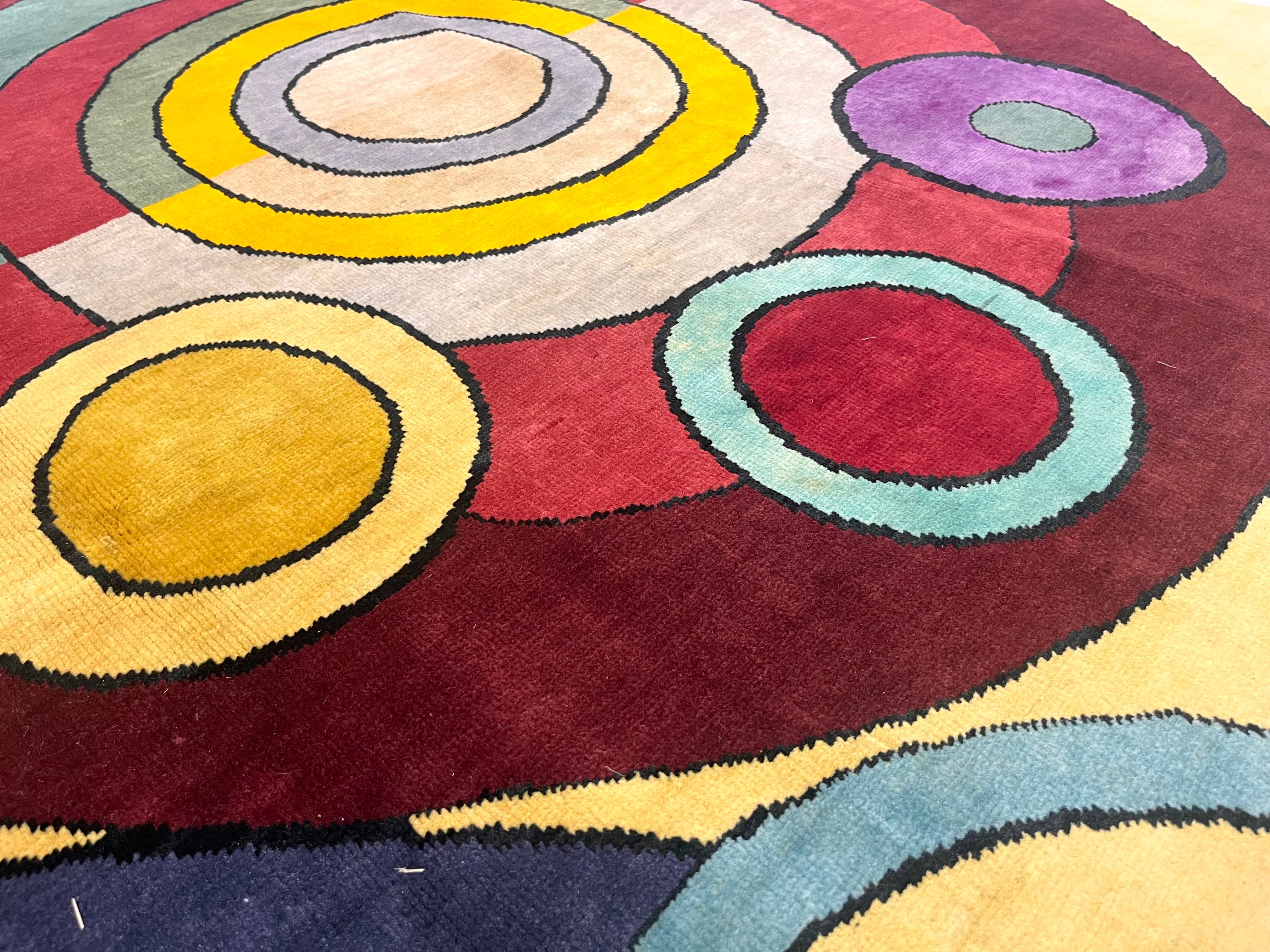 Fine Mid Century Sonia Delaunay Design Rug 6' 8" x 8' 2''