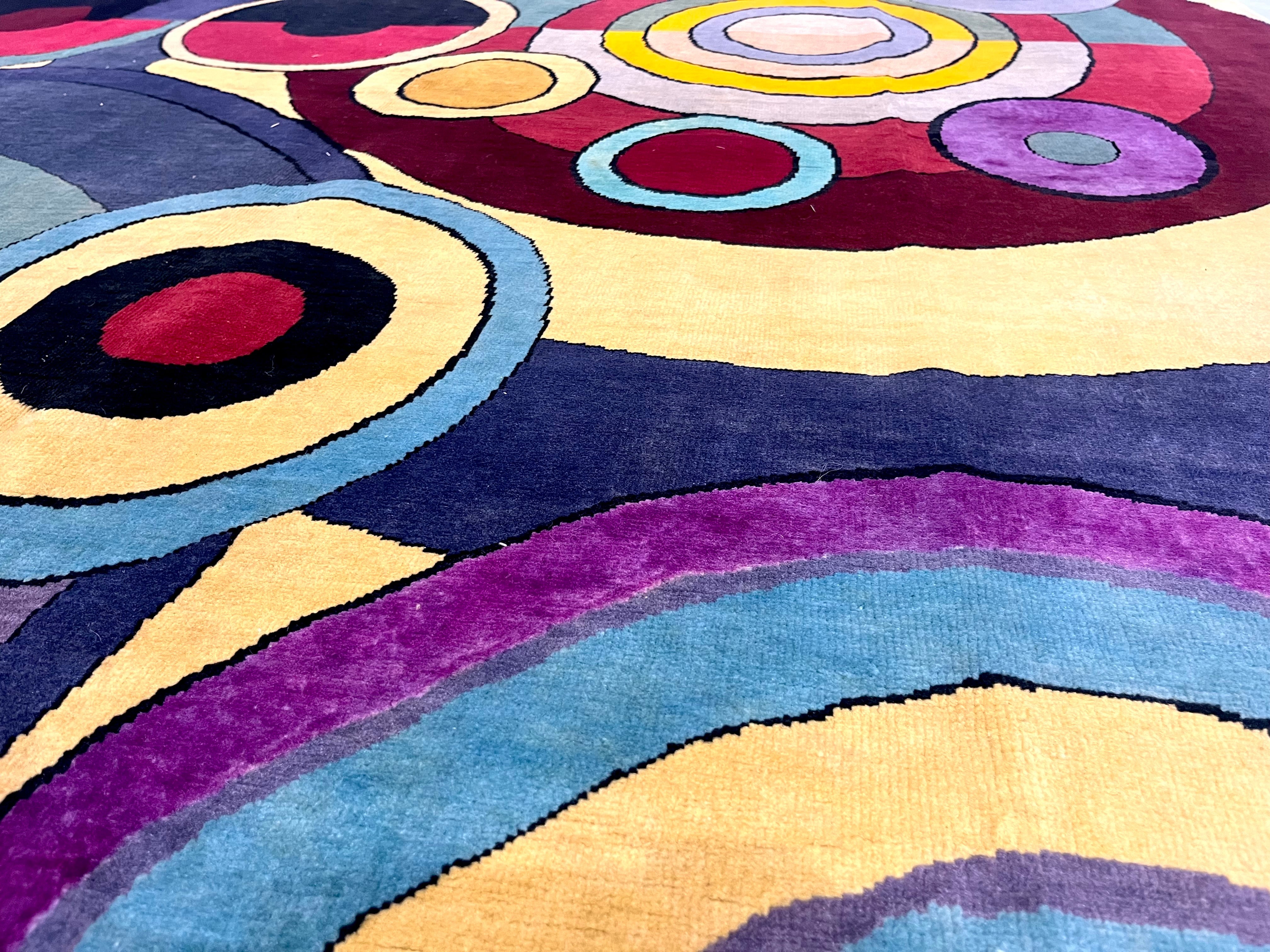 Fine Mid Century Sonia Delaunay Design Rug 6' 8" x 8' 2''