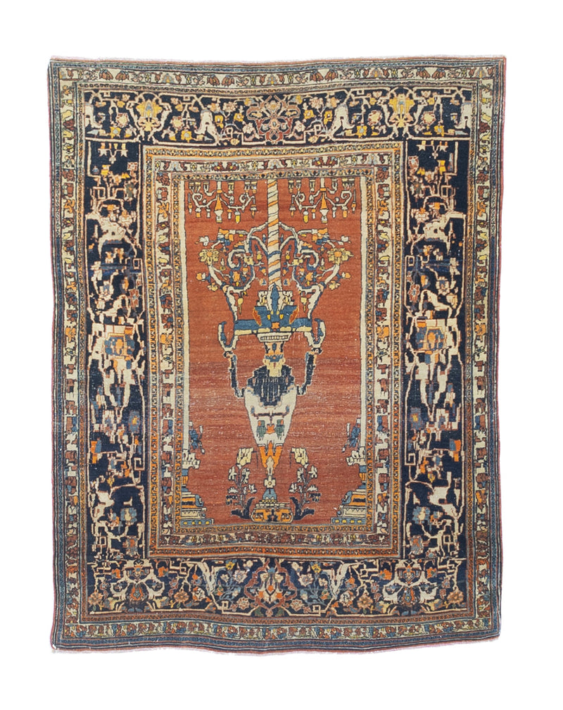 Fine Antique Haji Jalili Tabriz Rug 4' 4'' x 5' 9''