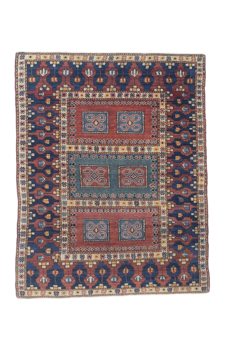 Antique Caucasian Kazak Rug 4' 5'' x 5' 8''