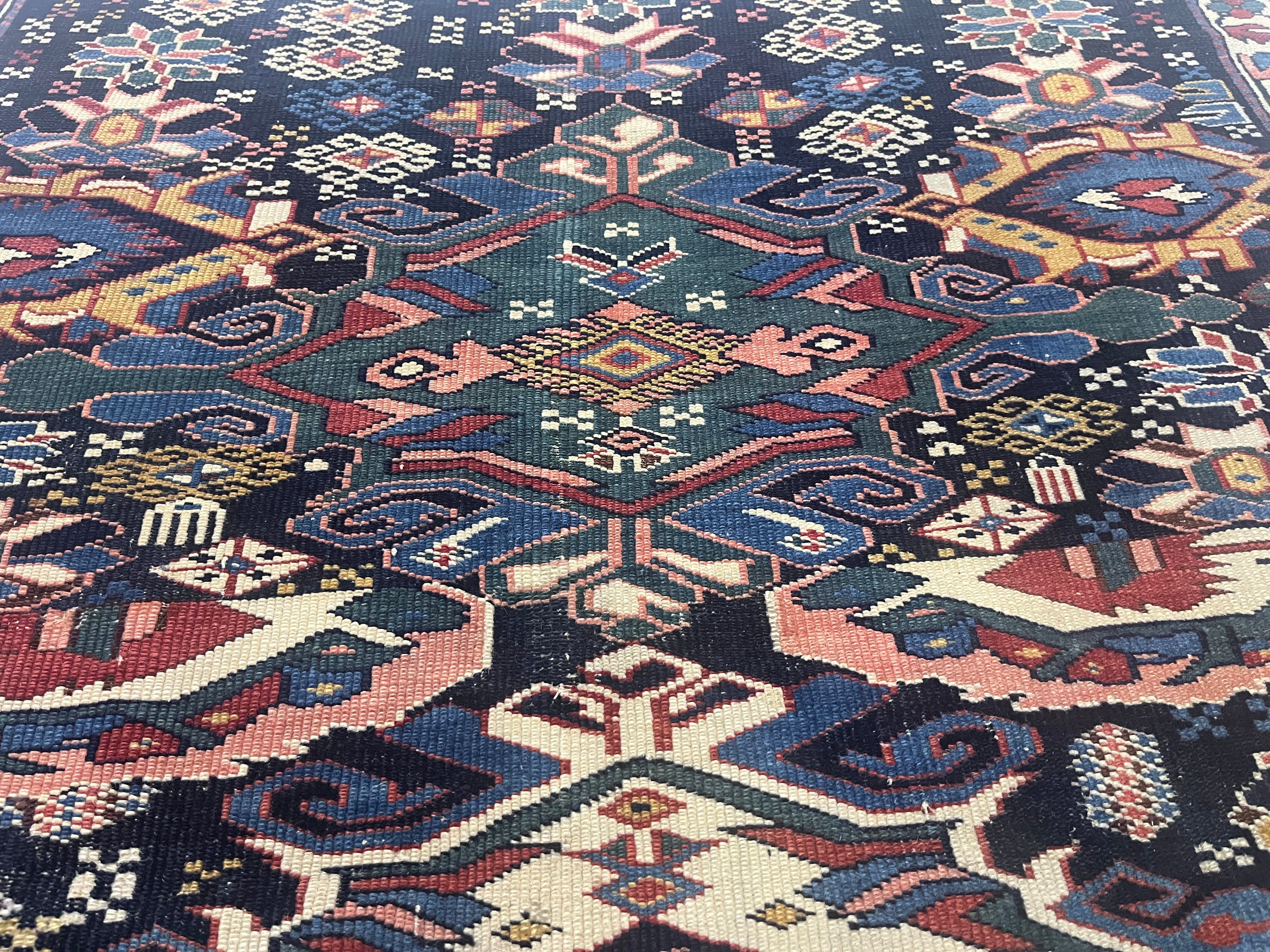 Fine Antique Caucasian Shirvan Wool Rug 3'6" x 4'3"