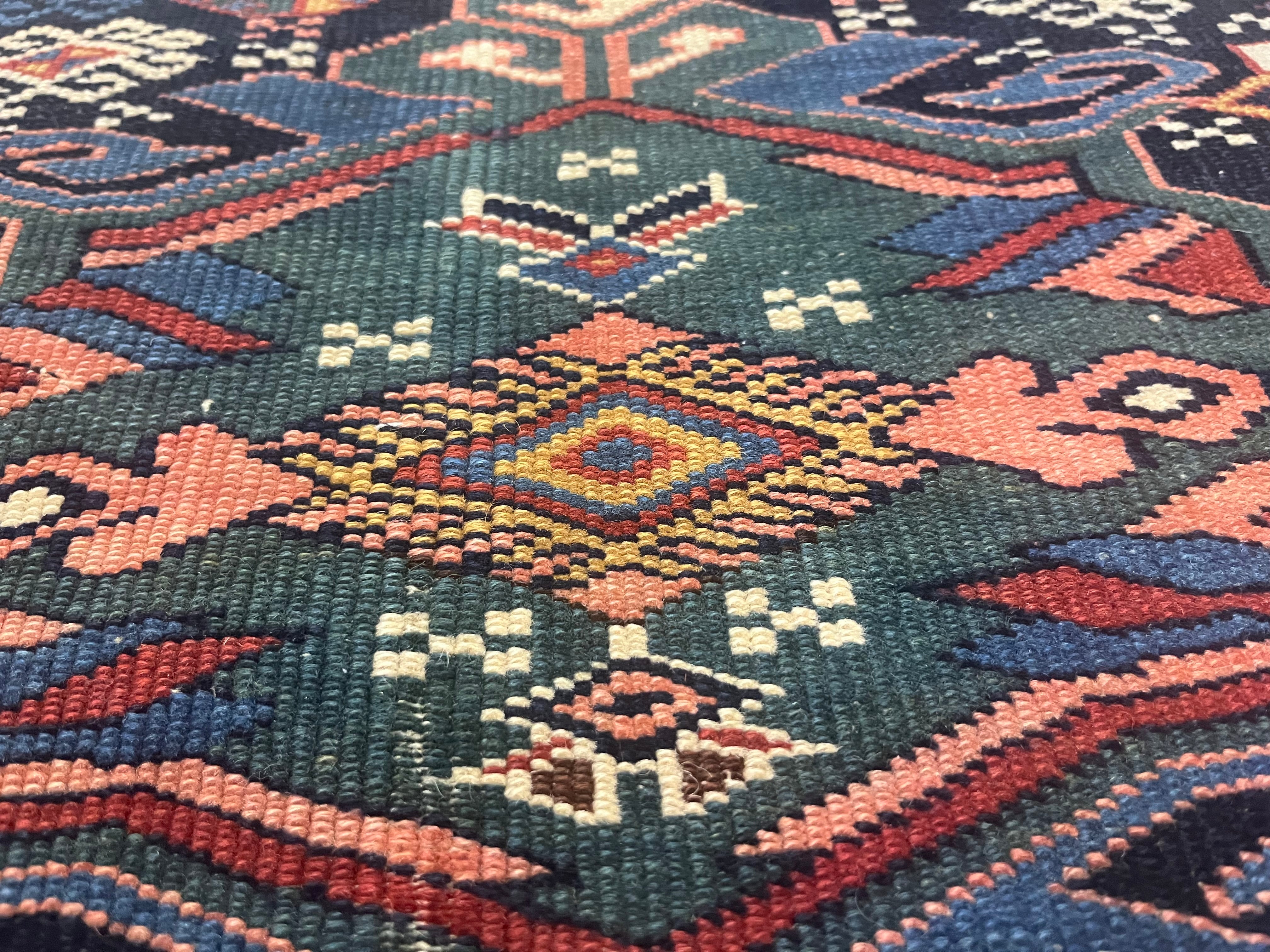 Fine Antique Caucasian Shirvan Wool Rug 3'6" x 4'3"